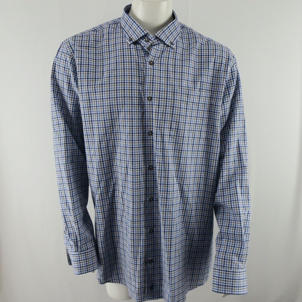 johnnie-O Top Shelf Button Up Shirt Mens Size 2XL Blue Cotton